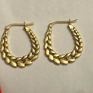 Jewelry Set: gold plated hoops, elegant butterfly bracelet, evil eye ring stack